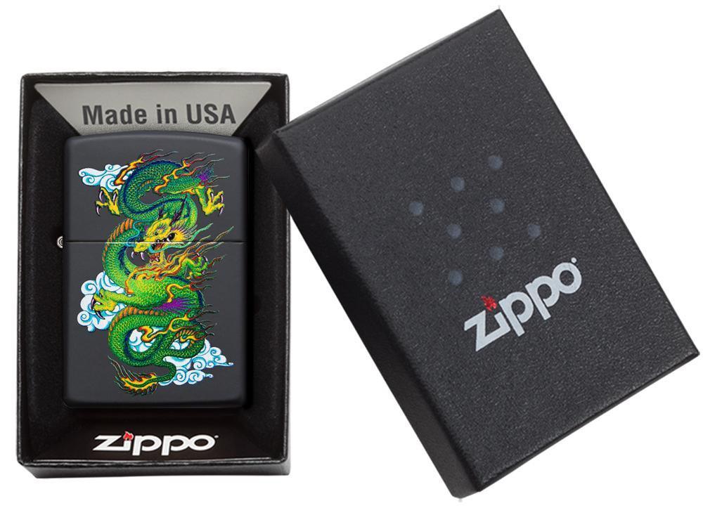Zippo Lighter - Black Matte Dragon - Lighter USA