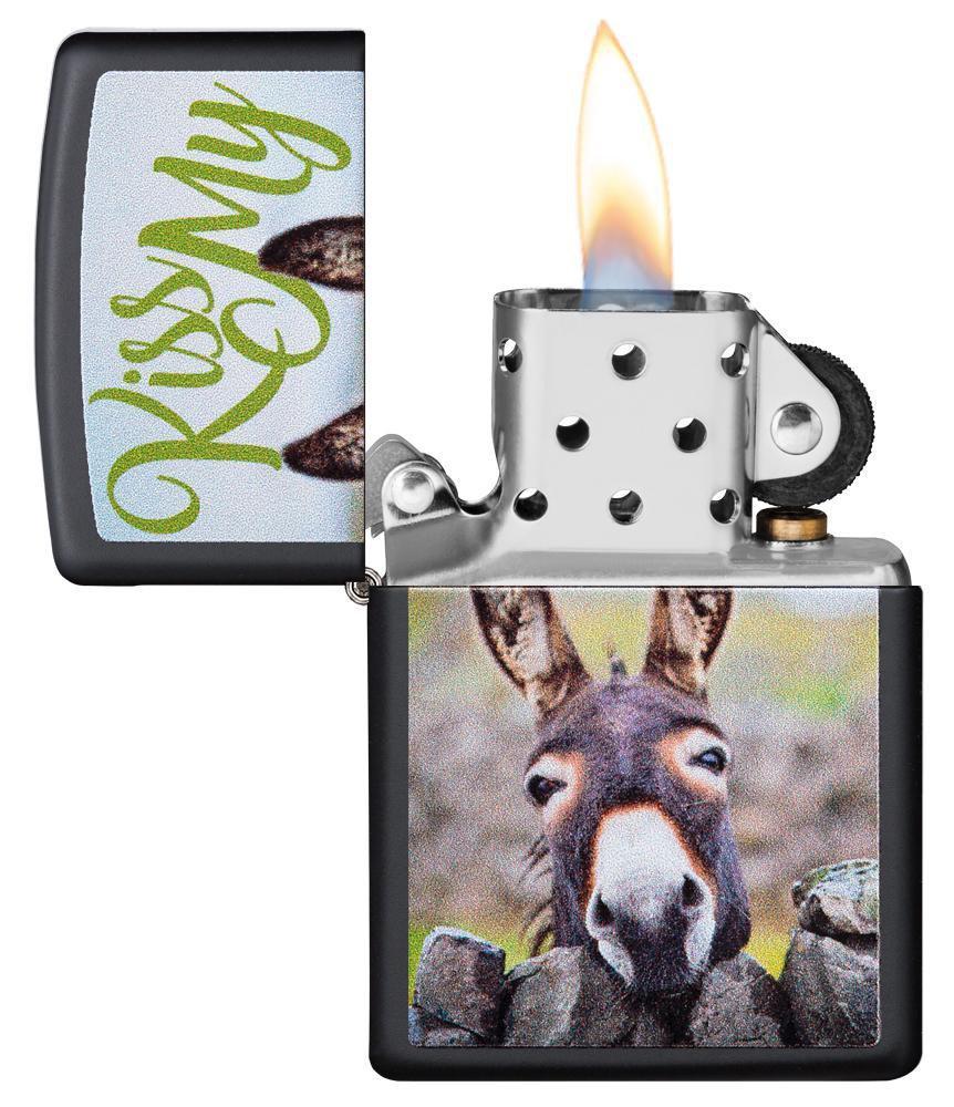 Zippo Lighter - Kiss My Donkey Design - Lighter USA