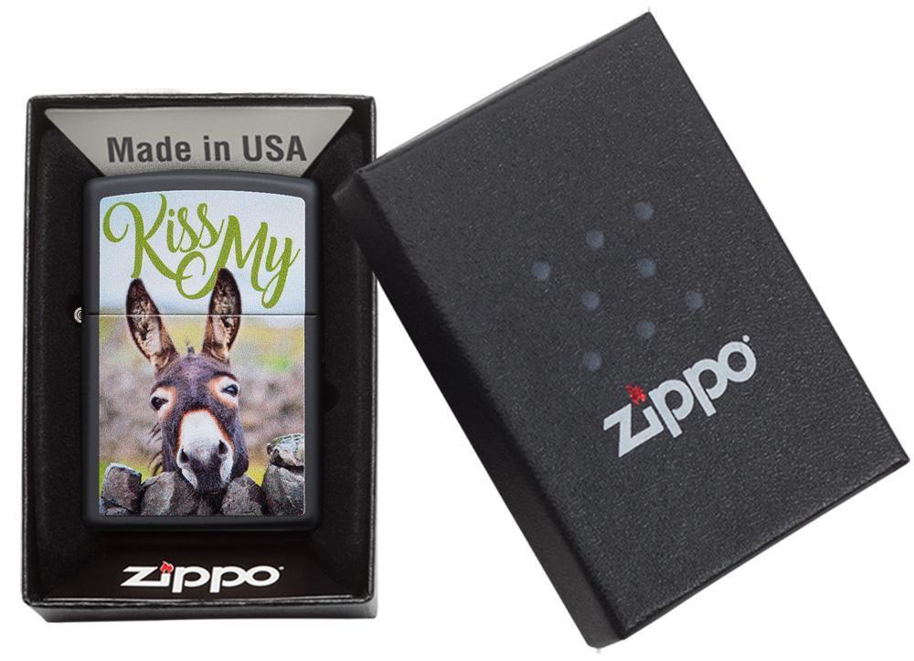 Zippo Lighter - Kiss My Donkey Design - Lighter USA