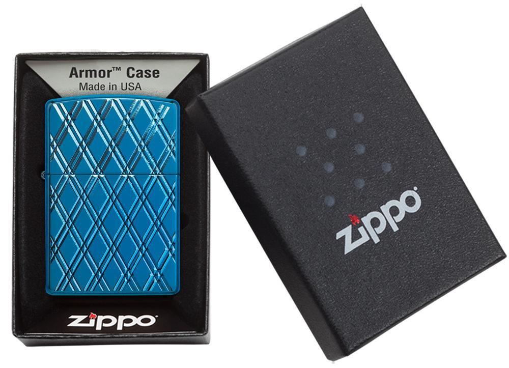 Zippo Lighter - Armor® High Polish Blue Diamonds - Lighter USA