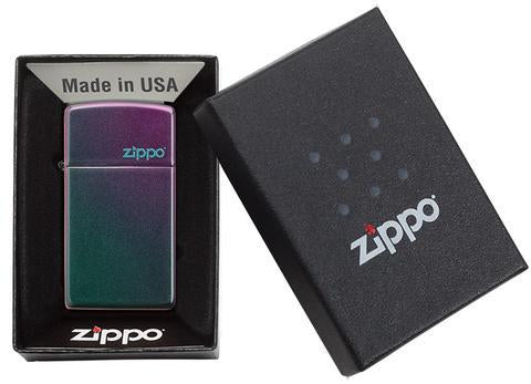 Zippo Lighter - Slim® Iridescent Zippo Logo