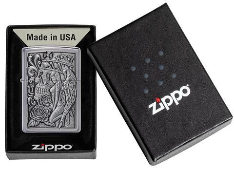 Zippo Lighter - Skull and Angel Emblem Design - Lighter USA