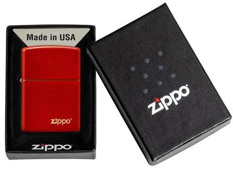 Zippo Lighter - Classic Metallic Red Zippo Logo