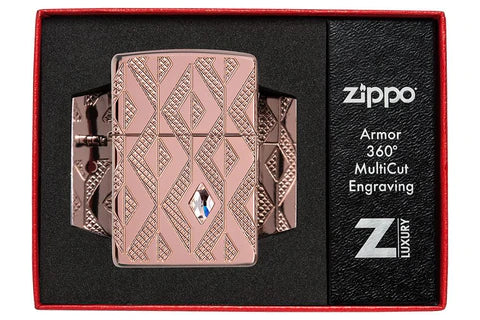 Zippo Lighter - Geometric Diamond Pattern Zippo Lighter - Geometric Diamond Pattern Zippo - Lighter USA