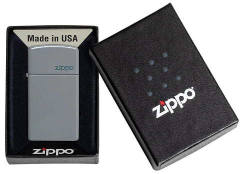 Zippo Lighter - Slim Flat Grey w/ Zippo Logo Zippo Lighter - Slim Flat Grey w/ Zippo Logo Zippo - Lighter USA