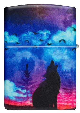 Zippo Lighter - Neon Wolf Howling Zippo Lighter - Neon Wolf Howling Zippo - Lighter USA
