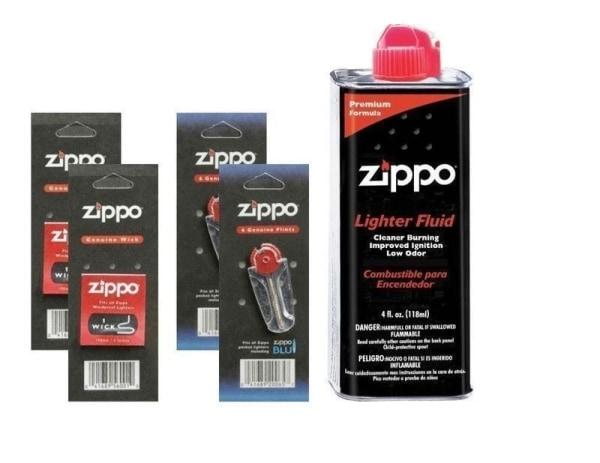 Zippo Combo Pack - 4 oz Fluid + 1 Wick + 1 Pack Flint - Lighter USA