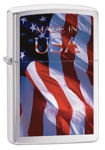 Zippo Lighter - Made in USA Stamp High Polish Chrome - Lighter USA