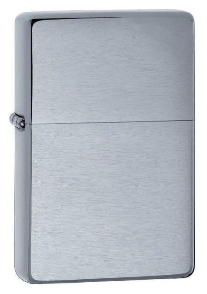 Zippo Lighter - Vintage Brush Chrome w/o slashes - Lighter USA