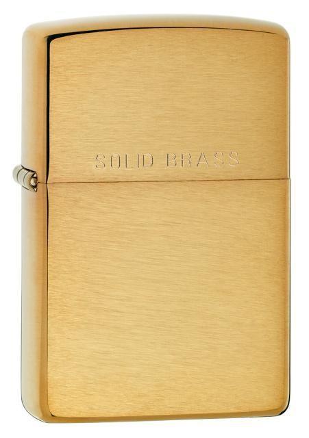 Zippo Lighter - Brushed Brass Solid Brass Engraved - Lighter USA