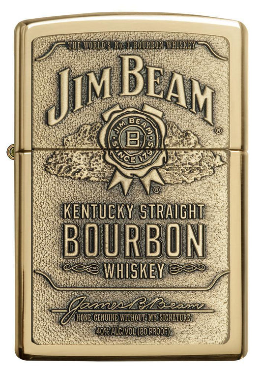 Zippo Lighter - Jim Beam Brass Emblem Brass - Lighter USA