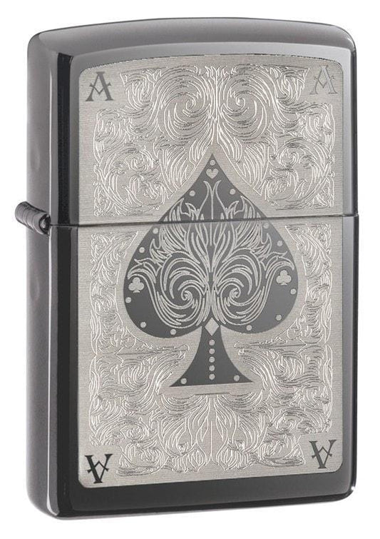 Zippo Lighter - Ace Filigree Black Ice - Lighter USA