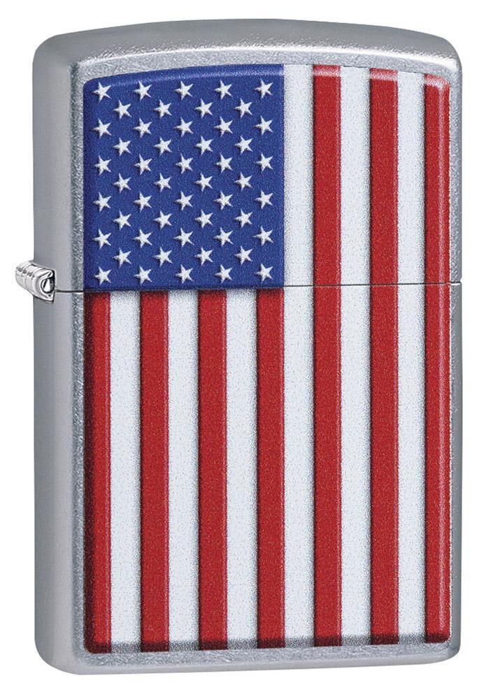 Zippo Lighter - Patriotic American Flag Street Chrome - Lighter USA