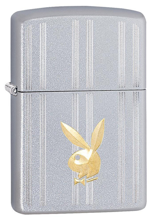 Zippo Lighter - Playboy Brass Bunny Satin Chrome - Lighter USA