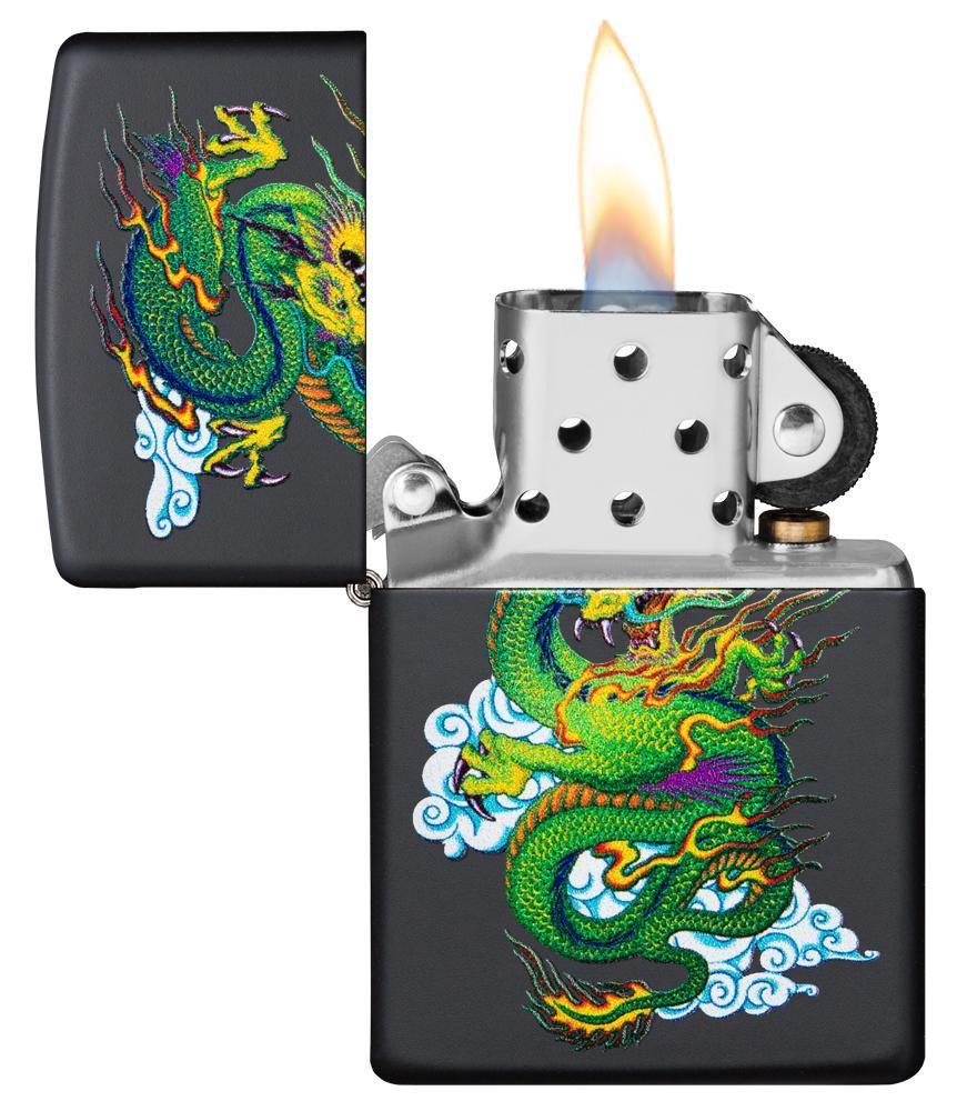 Zippo Lighter - Black Matte Dragon - Lighter USA