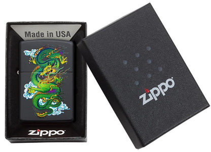 Zippo Lighter - Black Matte Dragon - Lighter USA