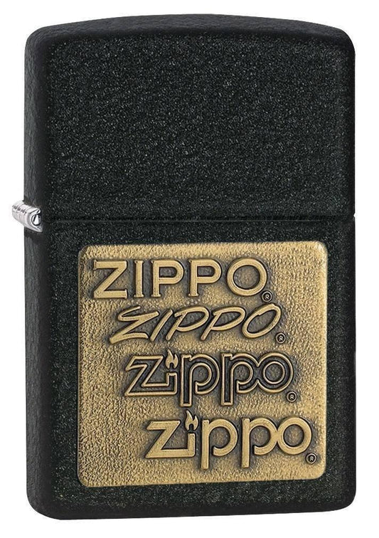 Zippo Lighter - Zippo Brass Emblem Black Crackle - Lighter USA