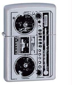 Zippo Lighter - Boombox Satin Chrome - Lighter USA