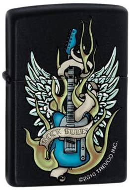 Zippo Lighter - Rock Rules Winged Guitar Zippo Lighter - Rock Rules Winged Guitar Zippo - Lighter USA