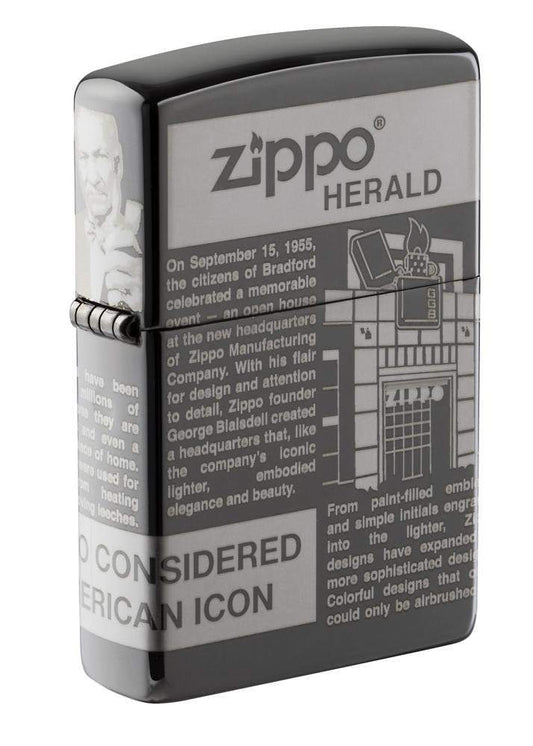 Zippo Lighter - Newsprint MultiCut Black Ice - Lighter USA