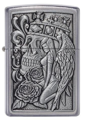 Zippo Lighter - Skull and Angel Emblem Design - Lighter USA