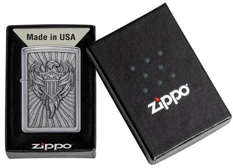 Zippo Lighter - Eagle Shield Emblem Design - Lighter USA