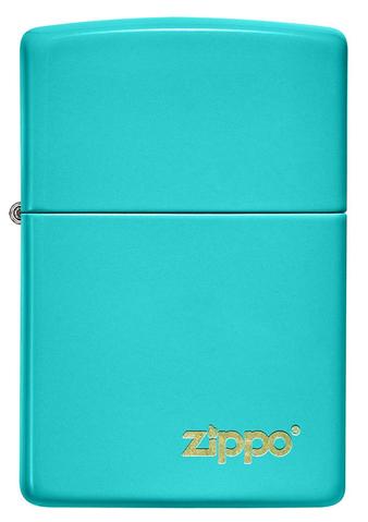 Zippo Lighter - Classic Flat Turquoise Zippo Logo