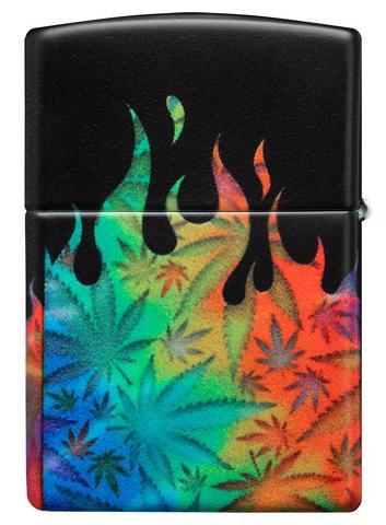 Zippo Lighter - Multi-Colored Flames Leaf Design - Lighter USA