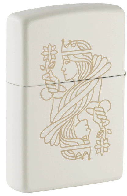 Zippo Lighter - King Queen on Regal White Matte Finish Zippo Lighter - King Queen on Regal White Matte Finish Zippo - Lighter USA