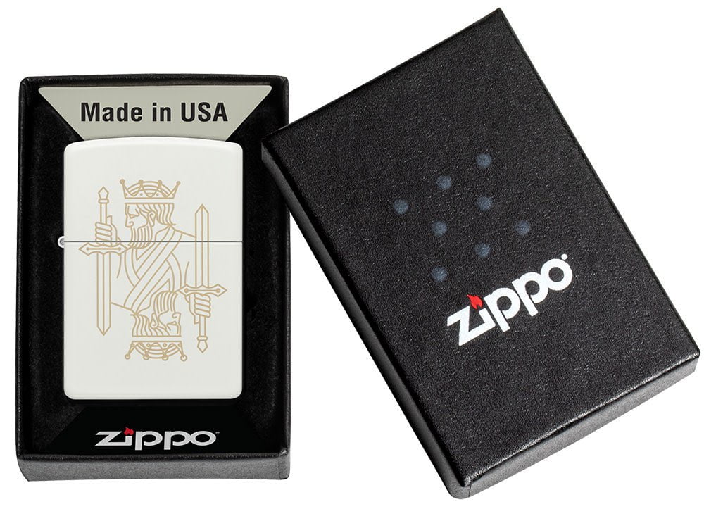 Zippo Lighter - King Queen on Regal White Matte Finish Zippo Lighter - King Queen on Regal White Matte Finish Zippo - Lighter USA