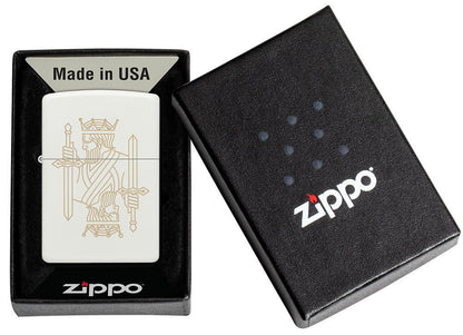 Zippo Lighter - King Queen on Regal White Matte Finish Zippo Lighter - King Queen on Regal White Matte Finish Zippo - Lighter USA