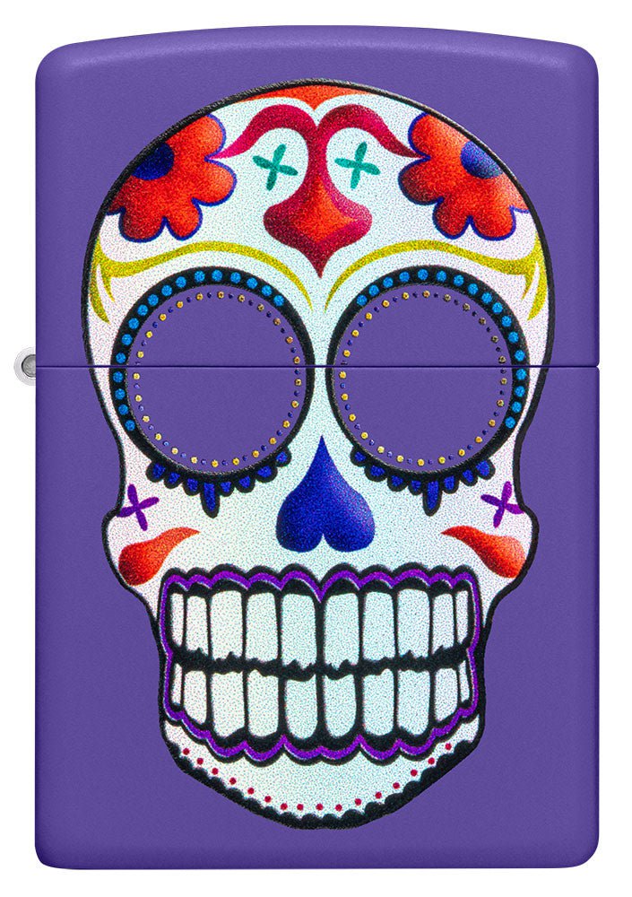 Zippo Lighter - Day of the Dead Sugar Skull on Purple Matte Finish Zippo Lighter - Day of the Dead Sugar Skull on Purple Matte Finish Zippo - Lighter USA