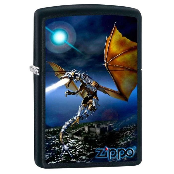 Zippo Lighter - Fire Dragon Black Matte - Lighter USA