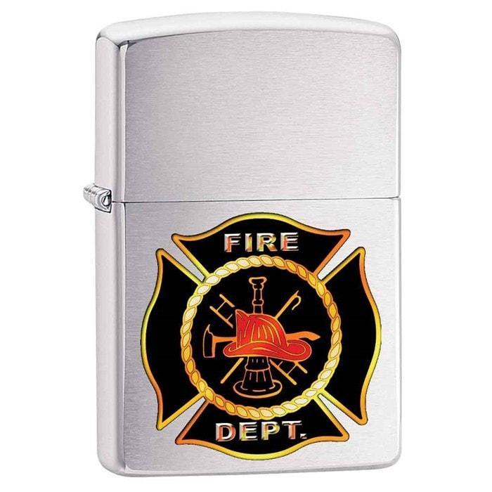 Zippo Lighter - Firefighter Maltese Cross Brushed Chrome - Lighter USA