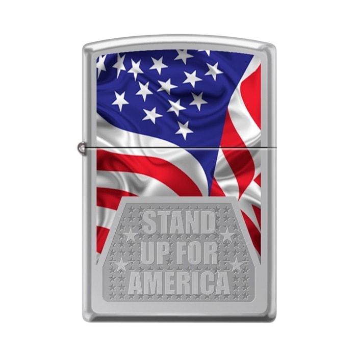 Zippo Lighter - Stand Up For America High Polish Chrome - Lighter USA