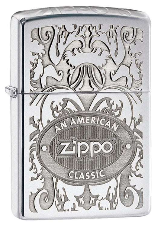 Zippo Lighter - American Classic High Polish Chrome - Lighter USA