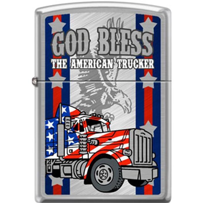 Zippo Lighter - God Bless American Trucker - Lighter USA