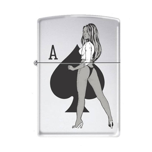 Zippo Lighter - Very Lucky Ace Hi Polish Chrome - Lighter USA