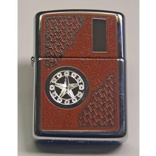 Zippo Lighter - Western Star with Engraving Panel High Polish Chrome - Lighter USA