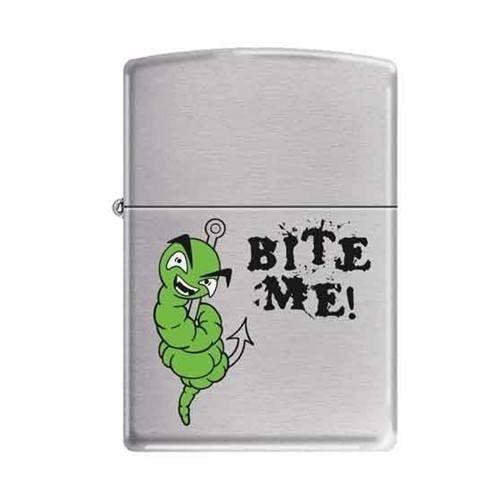 Zippo Lighter - Bite Me!  Brushed Chrome - Lighter USA