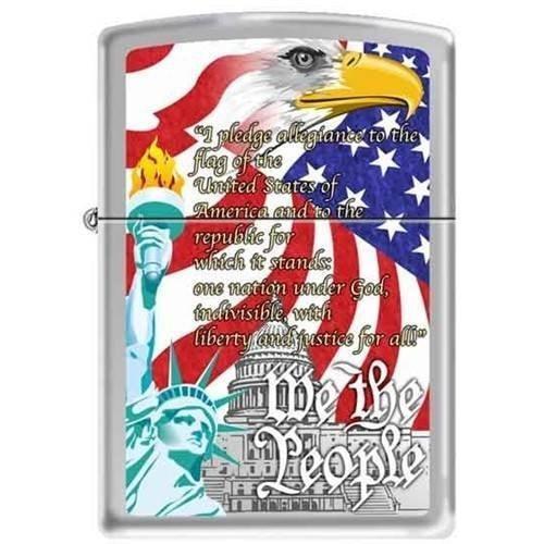 Zippo Lighter - We the People Brushed Chrome - Lighter USA