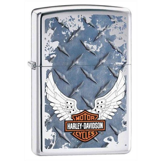 Zippo Lighter - Harley Davidson Diamondplate High Polish Chrome - Lighter USA