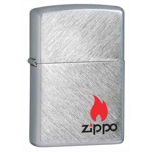 Zippo Lighter - Zippo Logo with Flame Herringbone Sweep - Lighter USA