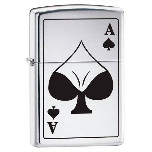 Zippo Lighter - Ace of Spades Bodacious High Polish Chrome - Lighter USA