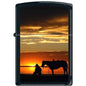 Zippo Lighter - Cowboy & Horse at Sunset Black Matte - Lighter USA