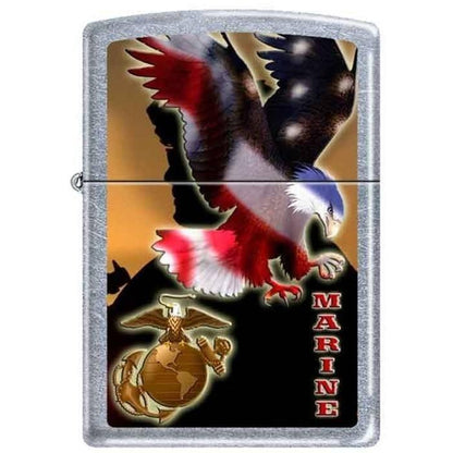 Zippo Lighter - Marine Eagle Street Chrome - Lighter USA