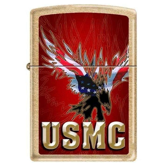 Zippo Lighter - USMC Eagle Gold Dust Finish - Lighter USA