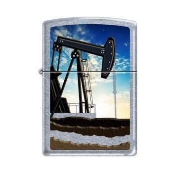 Zippo Lighter - Oil Well Street Chrome - Lighter USA