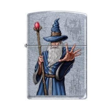 Zippo Lighter - Wizard with Staff Street Chrome - Lighter USA