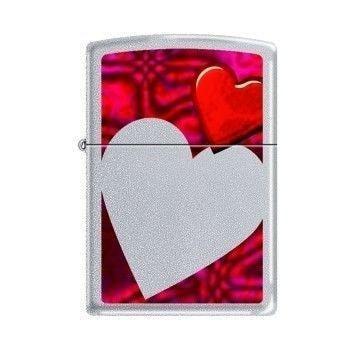 Zippo Lighter - Hearts Satin Chrome - Lighter USA